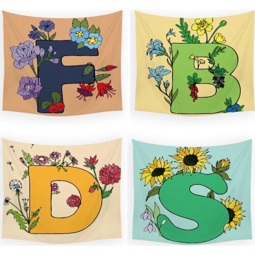 Color letters flowers and plants witchcraft supplies mandala tapestry pink tapestry farmhouse home decor boho decor psychedelic