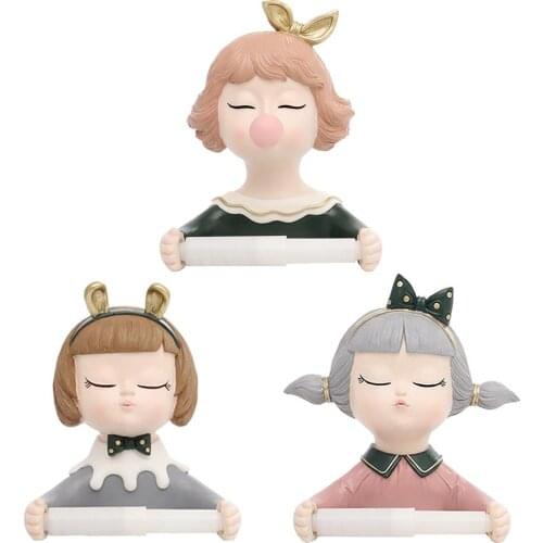 New Cute Girl Cartoon Shape Toilet Paper Holder Home Wall Mounted Paper Roll Tissue Holder Home Decorative Toilet Paper Holder