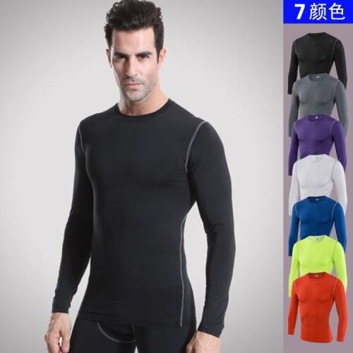 Fitness Compression Shirt Mens Gyms T-shirts Bodybuilding Clothing Male Quick Drying Long Sleeve tshirt slim fit Tops