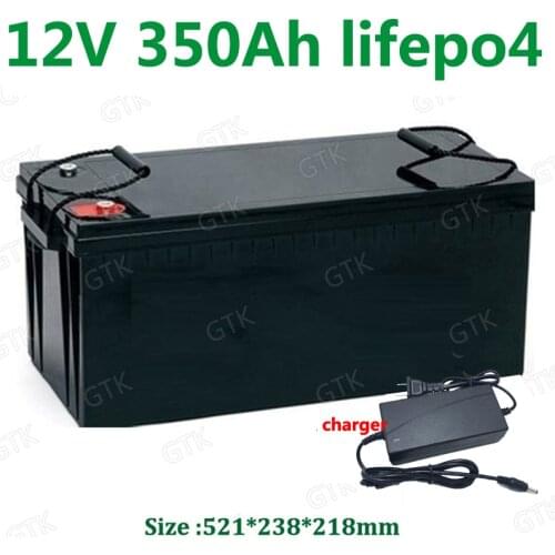 GTK Waterproof 12V 350AH Lifepo4 lithium battery 100A BMS 4S 12.8V for inverter Solar energy caravan UPS EV boat +40A Charger