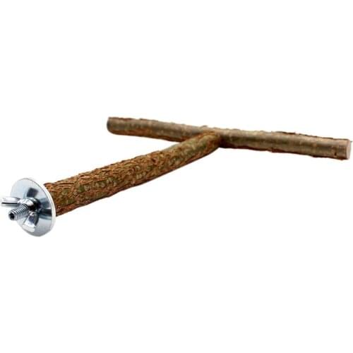 Bird Parrot Cage Toys Training T Shape Perch Grinding Chewing Parakeet Natural Wood Stand Toy