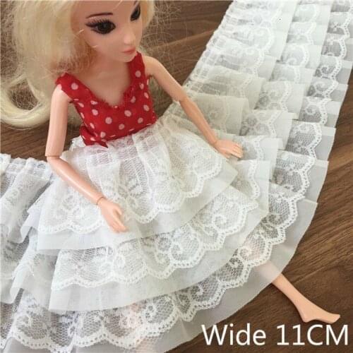 11CM Luxury Three Layers 3D Flowers Embroidered Pleated Lace Trim Ribbon Applique Guipure DIY Curtain Dress Tassel Fringe Decor