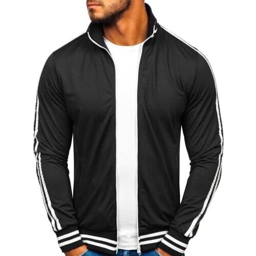 Spring and autumn new mens European code casual stand collar long sleeve jacket mens fitness sports wear home coat clothing