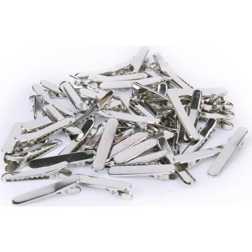 50Pcs/Set Metal Silver Hair Clip Hairband Comb Brand New 35mm Blank Metal Hair Clip Duckbill Hair Clips Tool