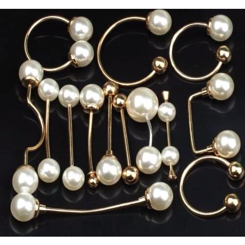 Metal Pearl Buttons Concealed Buckles One Word Brooch Pin Buckle Blouse Clothing Decoration Accessories Buttons
