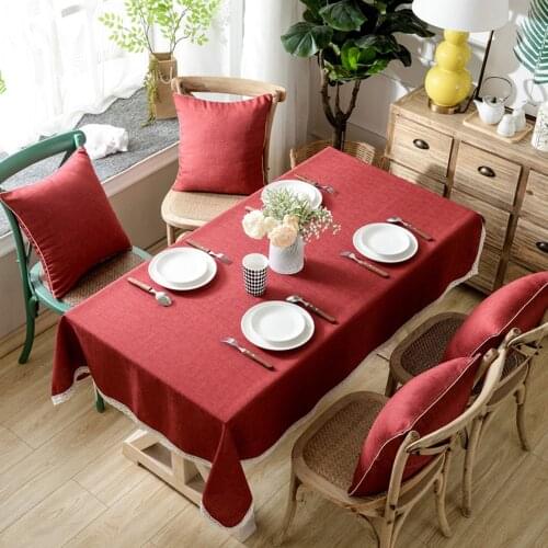 Multicolor Solid Color Tablecloth Polyester Cotton Linen Rectangular Picnic Coffee Table for Living Room Hotel Manteles De Mesa