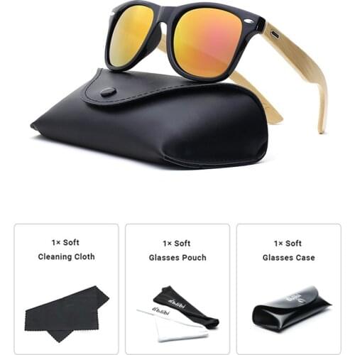 Ablibi Mens Bamboo Wood Sunglasses Non-polarized Eyewear FOR Women Ladies Fashion Glasses in Leather Case