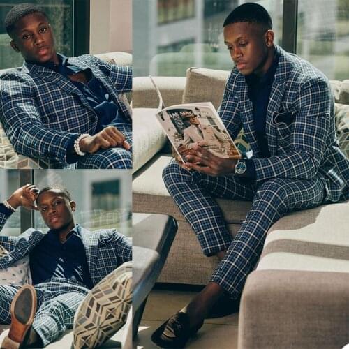 British Style Check Mens Customized Wedding Tuxedos Slim Fit Groom Wear Dinner Prom Party Blazer (Jacket+Pants)