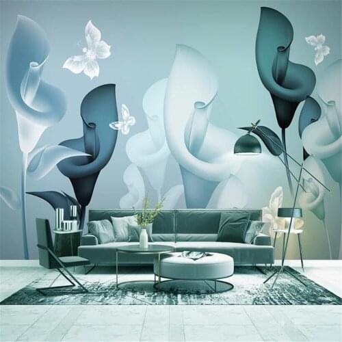 Milofi custom wallpaper mural 3D modern dream flower butterfly calla lily TV sofa background wallpaper mural
