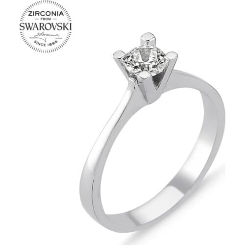 Silver 925 Sterling Swarovski Zirconia Cubic Zirconia Engagement Ring