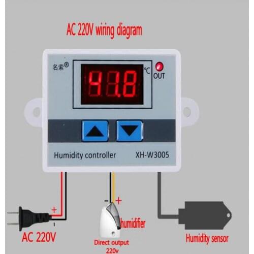 AC 220V Digital Humidity Controller instrument Humidity control Switch hygrostat Hygrometer SHT20 Humidity sensor W3005