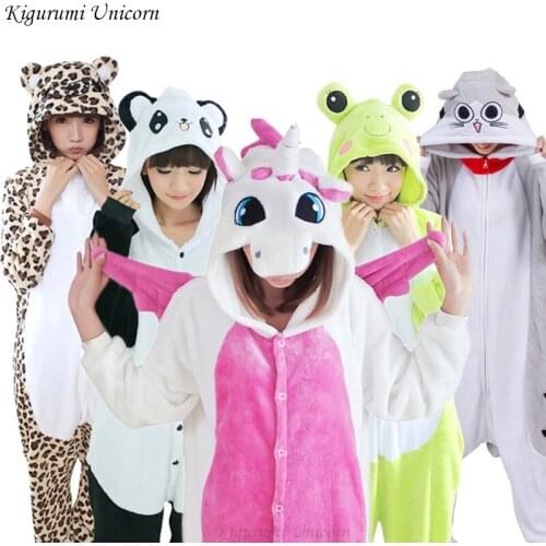 Women Kigurumi Unicorn Pajamas Sets Flannel Cute Animal Pajamas kits Women Winter unicornio Nightie Pyjamas Sleepwear Homewear