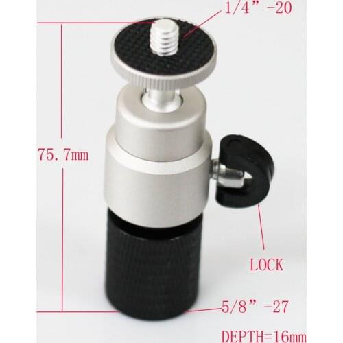 Microphone Stand 5/8"-27 Female to 1/4" 20 male mini ball head unit fr camera