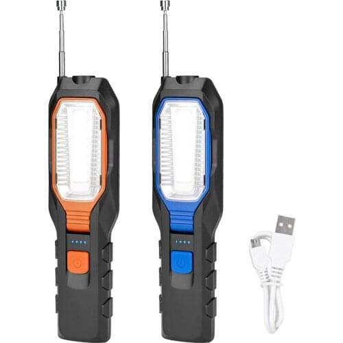 Portable USB Rechargeable COB+LED Camping Flashlight Handheld Hard Light LED Work Lamp with Magnetic Base for Indoor Outdoor Use