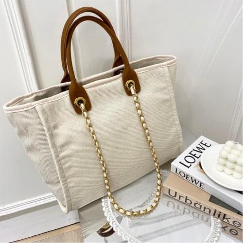 Luxury Handbags Canvas Bags Womens Shopper Tote Bag for Women Fashion Shoulder Casual Large Bag Solid Color 2021 Summer New