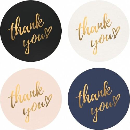 Party Thank You Stickers Roll | Simple and Sincere 1.5 inch Waterproof 500 Labels for Packaging, Mailer Seal Stickers | 4 Classi