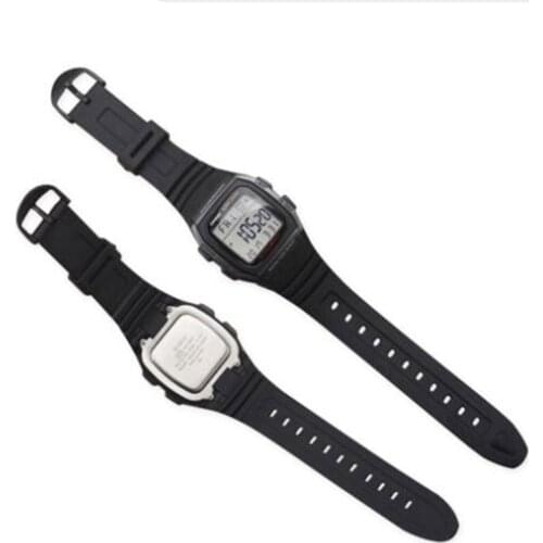 Silicone Watch Band Stainless Steel Pin Buckle Replacement Watchband for Casio W-96H Sports Men Strap Bracelets Only Black