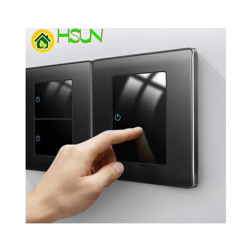 CE 86 type LED switch mirror acrylic stainless steel Electroplated frosted black panel 1 2 3 4 Gang 1 Way 2 Way EU Socket USB TV