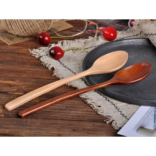 Outdoor Portable Wooden Spoon Fork Bamboo Kitchen Cooking Utensil Tools Soup-teaspoon Picnic Hiking Tablewares #W5