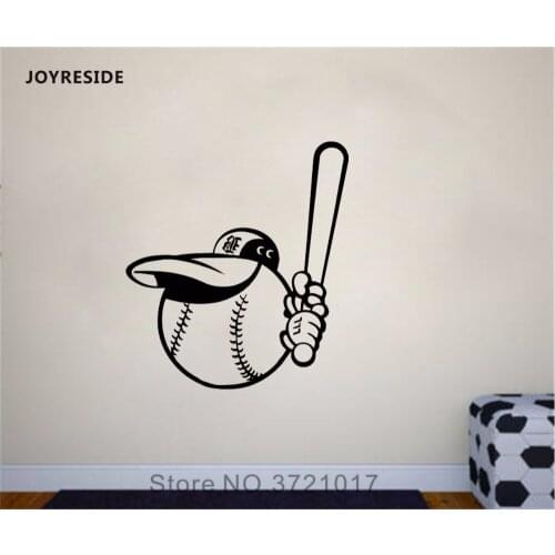 JOYRESIDE Baseball Wall Sports Bat Game Decal Vinyl Sticker Decor Boys Baby Kids Children Room Playroom Decoration Murals A542