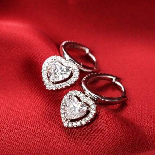 1.5CT/ Piece High Quality Heart Shape SONA Simulate Diamond Drop Earrings 925 Genuine Sterling Silver Dangle Earrings Perfectly