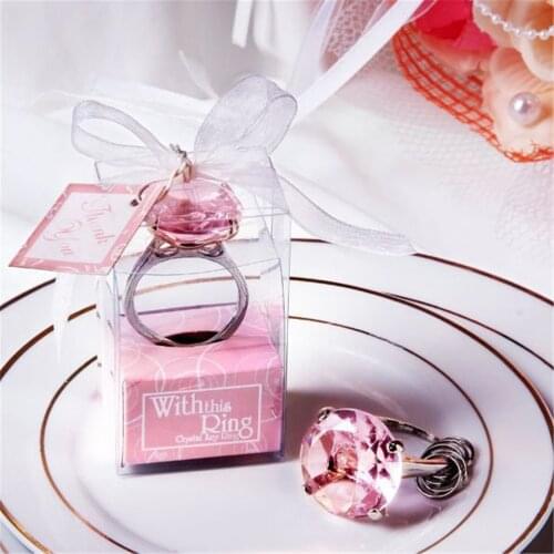 1pcs For Guests wedding souvenirs party Favors Diamond ring shape keychain home Wedding Gifts