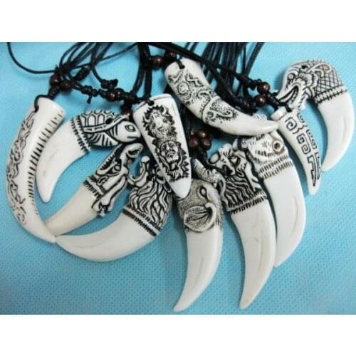 FREE SHIPPING Hot Sell 20 PCS Imitation white bone powder mix amulet totem resin wax cord men jewelry Unisex accessories