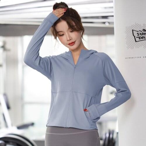 2021 sportswear women loose peach yoga clothes fitness running clothes quick-drying hooded cardigan sports jacket