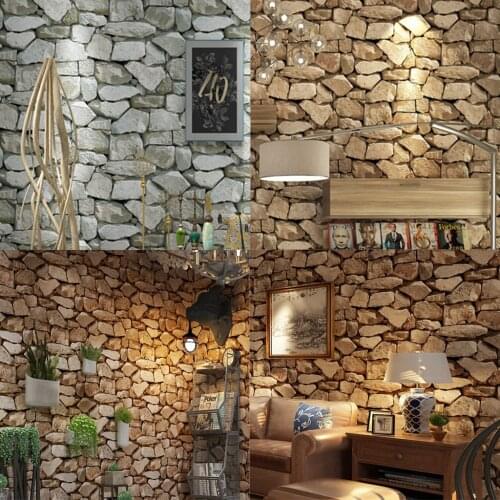 3D Retro Rock Stones Wall Paper Backdrop Wall Covering Paper Murals Decals