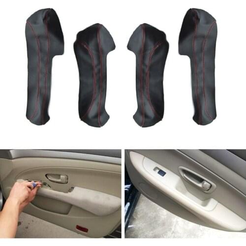 4PCS Interior Microfiber Leather Door Armrest Panel Cover Protective Trim For Nissan Slyphy Sentra 2006 2007 2008 2009 2010 2011