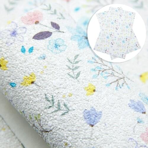 David accessories 20*33cm Chunky Glitter Dot Flower Faux Synthetic Leather Fabric for Bows Bags Wallte DIY in Craft,c13065