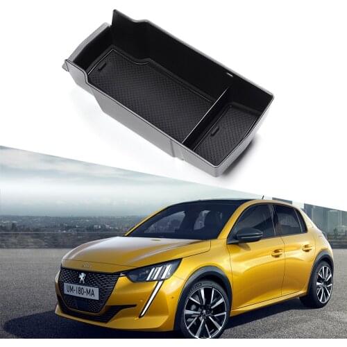 Car Armrest Storage Box For Peugeot 208 2008 MK2 P24 2020 2021 2022 Non-slip Rubber Container Auto Interior Tidying Accessories