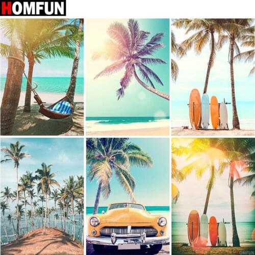 HOMFUN Diamond Painting Full Square/Round Drill 5D DIY "Seaside vacation life" Daimond Embroidery Rhinestone Cross Stitch Decor