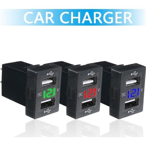 12-24V 4.2A Dual USB Car Charger Socket Power Outlet Adapter Voltmeter Phone Fast Charging Adapter with LED for Smartphone Boat