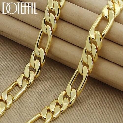DOTEFFIL 8mm 22-Inches Gold Chain Link Necklace For Women Men Wedding Engagement Party Jewelry