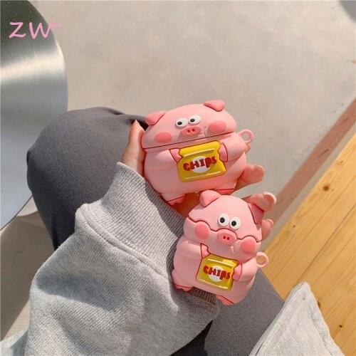 Cute Cartoon Animal Pig Potato Chips 3D Case For Airpods 1 2 Pro Soft Silicone Box Wireless Bluetooth Headphone Protective Cover