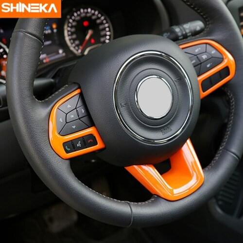 SHINEKA Interior Mouldings Steering Wheel Decorative Cover for Jeep Renegade 2016-2019 for Jeep Compass 2017+ Accessories