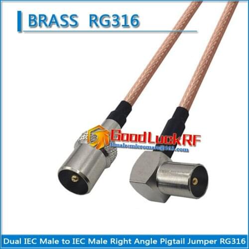 Dual IEC Male to IEC Male Right Angle 90 Degree Plug Pigtail Jumper RG316 extend Cable Type L 50 ohm Low Loss High-quality