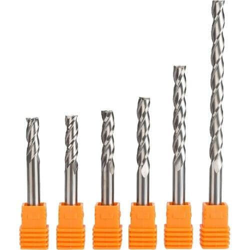 HUHAO 1pc 6mm 3 Flute Spiral Cutter Router Bits For Wood CNC End Mill Carbide Milling Cutter Tugster Steel Wood Milling Cutter