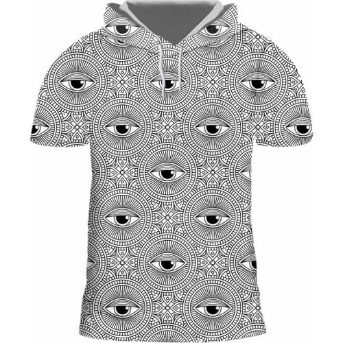 IFPD EU Size 3d Print Eye Pattern Unisex Hiphop Streetwear Punk Tees Short Sleeve Hooded Tshirt Summer Tops Women/mens T Shirt