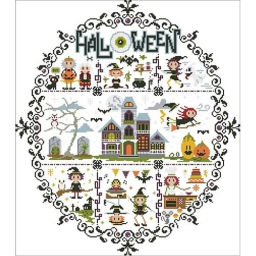 Halloween cartoon patterns counted 11CT 14CT 18CT Cross Stitch Set DIY wholesale Chinese Cross-stitch Kits Embroidery Needlework