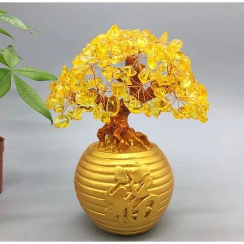 Stones and crystals citrine quartz crystal gem money tree for holiday gift money wealth bay