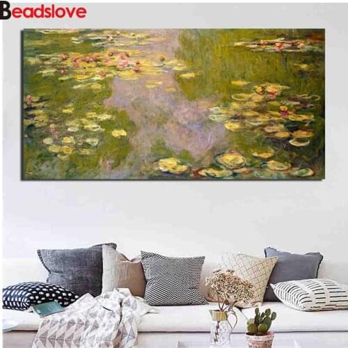 Claude Monet Water Lilie large painting 5d diamond painting Diy mosaic square full drill diamond embroidery round rhinestones