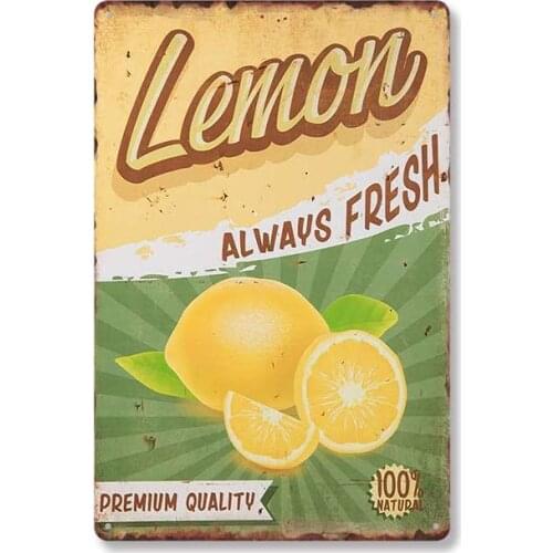 Royal Tin Sign Lemon Always Fresh Premium Quality 11.8 7.8 inches, Rectangle Metal Signs for Home Retro Wall Decor