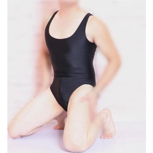 LinvMe Men Sexy Thong Leotard Ice Silk Swimsuit Lycra Super Elastic Tights Singlet Body Shaping Fitness Wear Smooth Touch