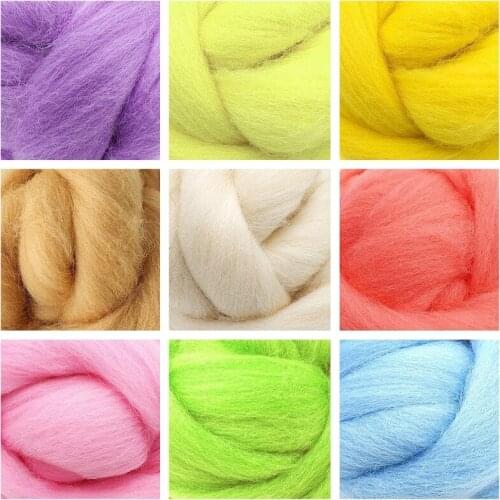 10g (9 Colors) Wool Roving Felting Wool 19 Microns Super Soft Natural Wool Fiber Value Pack for Needle Starter Felting Kit (J)
