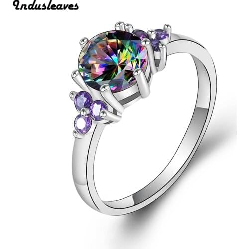 Indusleaves Fashion Jewelry New Ring for Women Female Colorful Round Zirconia Rings Party Gift 3 Colors