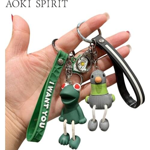 INS Fashion Animal Doll Keychain Frog Bear Little Duck Small Toy Accessories Mobile Phone Headset Backpack Couple Pendant Gift