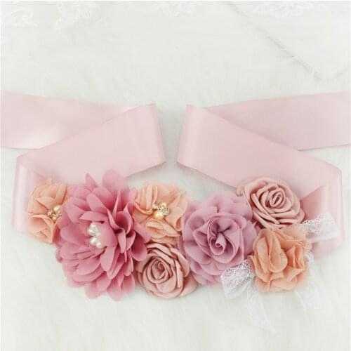 Fashion Lace flower Belt Women Flower Girl Waistband Wedding Sashes Wedding Ribbons Rhinestones Belts Wedding Dress Belt