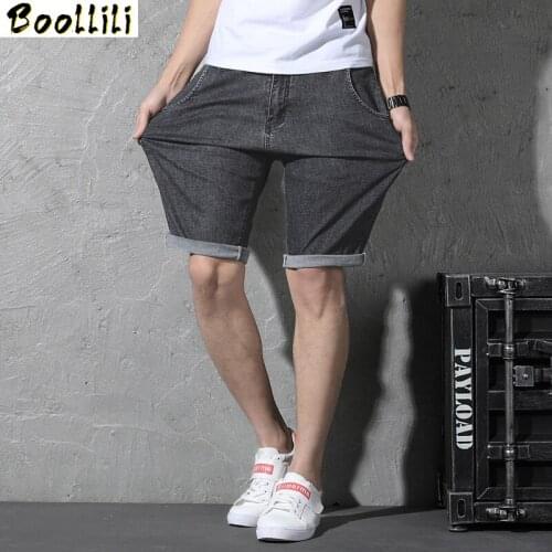 2020 Blue Dark Grey Hot Summer Denim Men Short Jeans Designer Casual Distressed Knee Length Trouers Plus Size 28-44 46